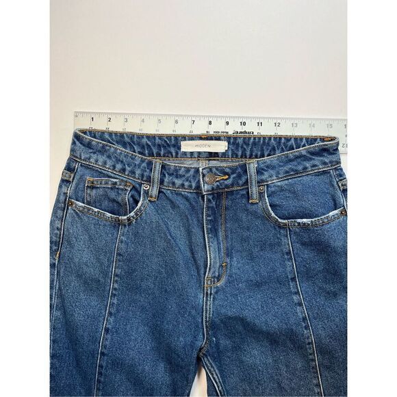 Hidden Happi Front Slit Flare Denim Jeans Medium Dark Wash Size 29 FLAWLESS cond - Picture 4 of 12